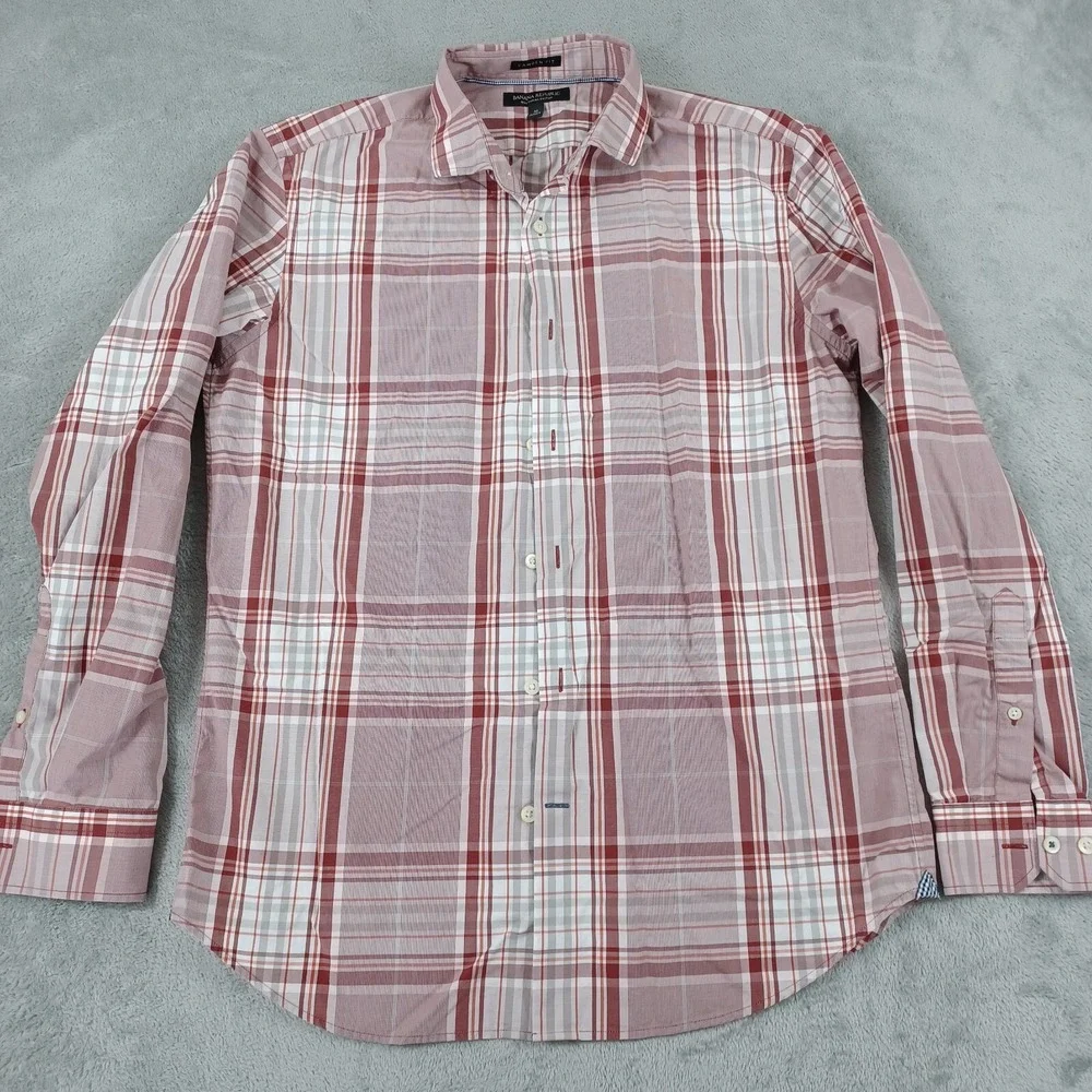Banana Republic Shirt Mens‎ Medium Red Plaid Camden Fit Preppy